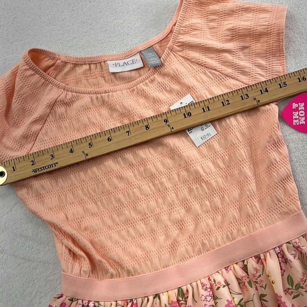 NEW Childrens Place 14, XL Peach Apricot Glow‎ 3036742 SS Floral Dress